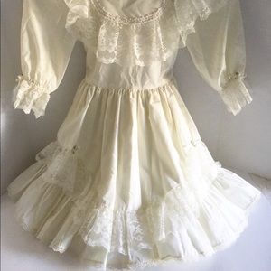 Flower Girl Lace Formal Dress Yellow White